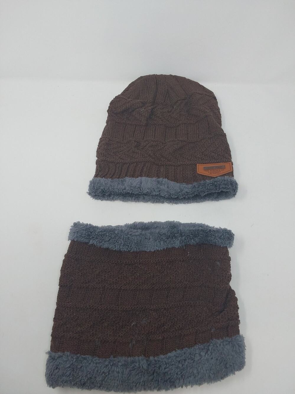 Brown Beanie And Neck Warmer Set